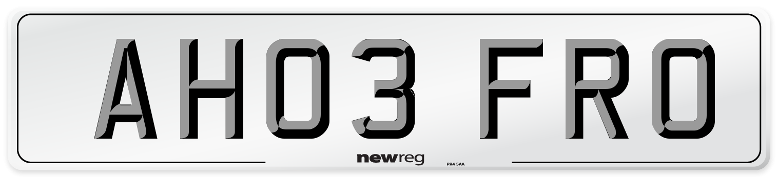AH03 FRO Number Plate from New Reg